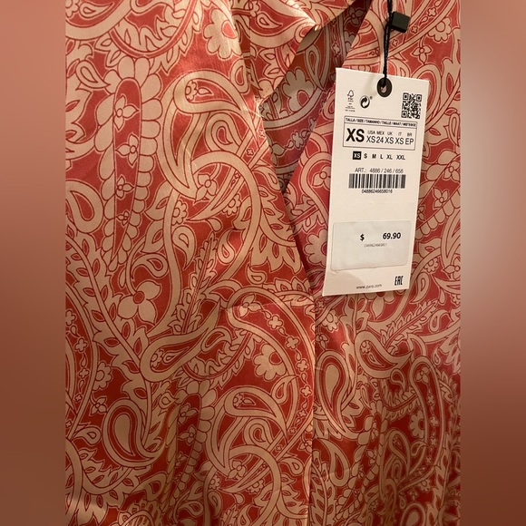 BNWT Zara terracotta printed tunic kaftan dress XS - Picture 9 of 9